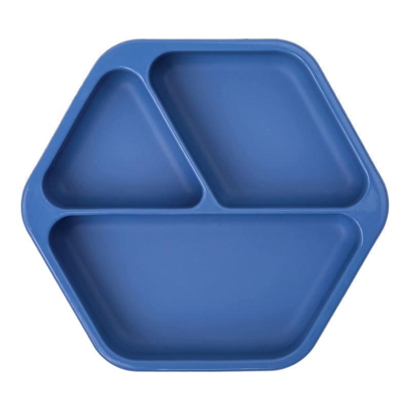 Tiny Twinkle Silicone Suction Baby Plate, Suction Grip Divided Dish for First Foods and Self-Feeding Toddlers, Baby Led Weaning Supplies for Independent Eating (Indigo Plate) - Image 1
